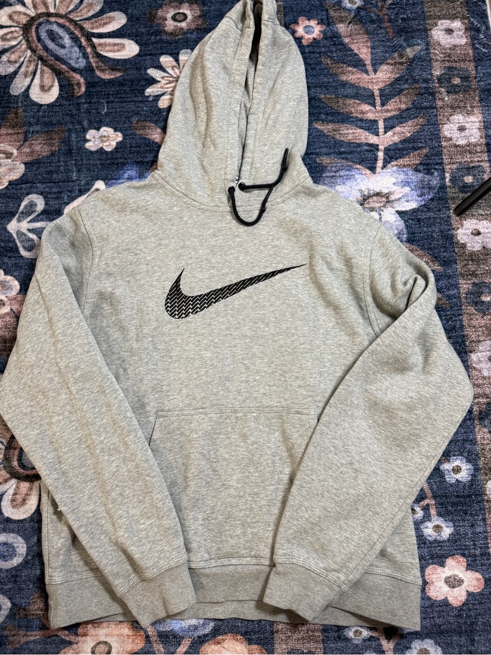 Nike Gray Pullover Hoodie with Black Swoosh